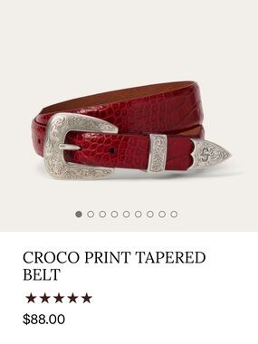 Stetson Red Croc-Embossed Leather Belt with Engraved Silver Buckle